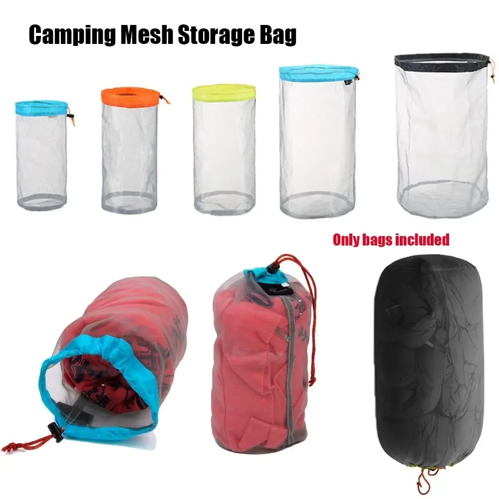 sac de rangement en maille ultralégère de haute qualité, outils de randonnée, organisateur d'escalade, sac de rangement à cordon, accessoires de sport de camping, sacs de voyage