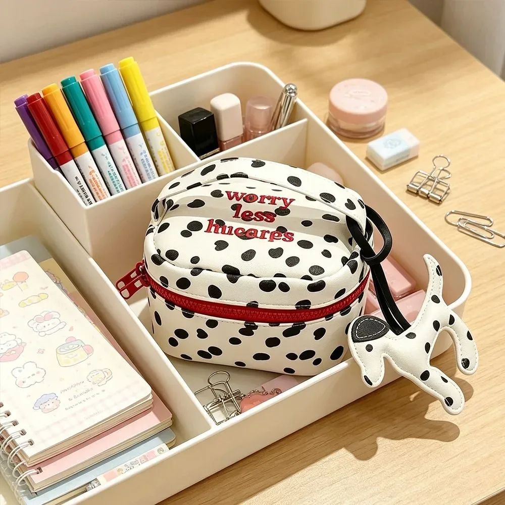 pochette de maquillage multifonctionnelle à pois, avec fermeture éclair, petite trousse de toilette pour la maison et les voyages