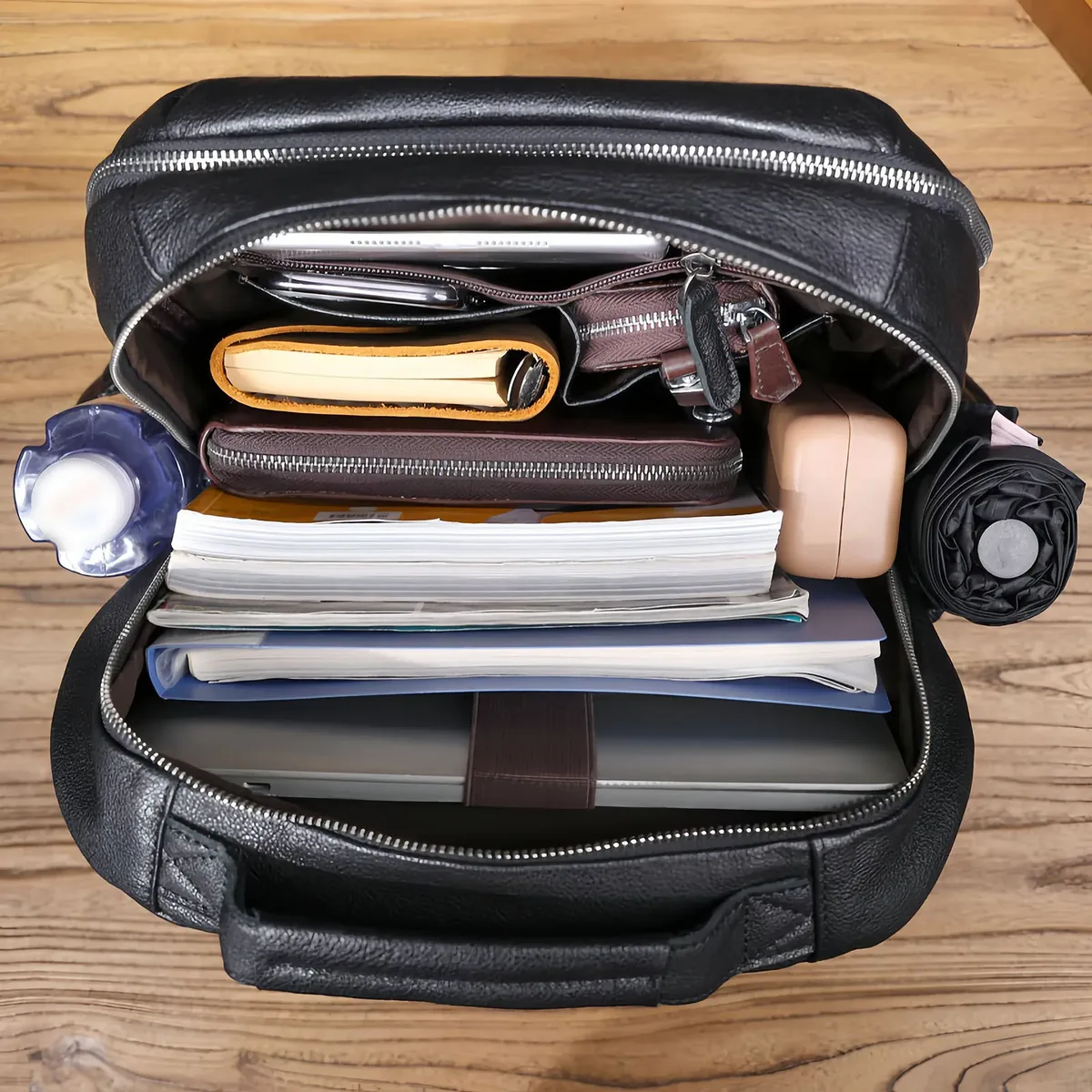 sac à dos décontracté en cuir véritable pour hommes, sacoche pour ordinateur portable, sac de voyage en cuir de vache de première qualité, style preppy à la mode
