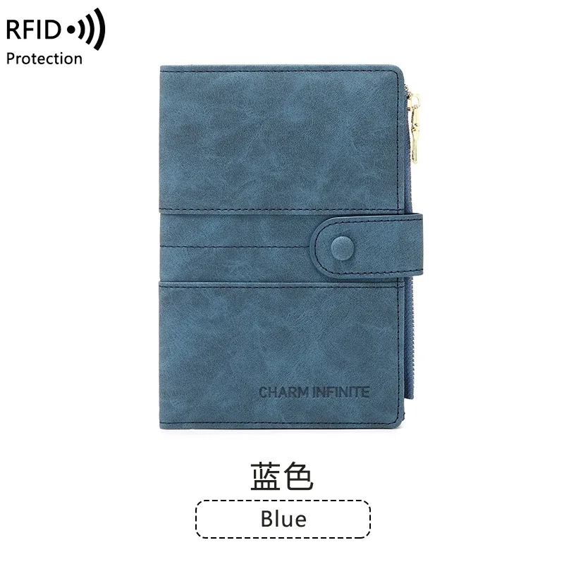 sac de passeport bloquant rfid, couleur unie pu, portefeuille à boucle zippée, porte-carte de billet, porte-passeport de voyage multifonctionnel