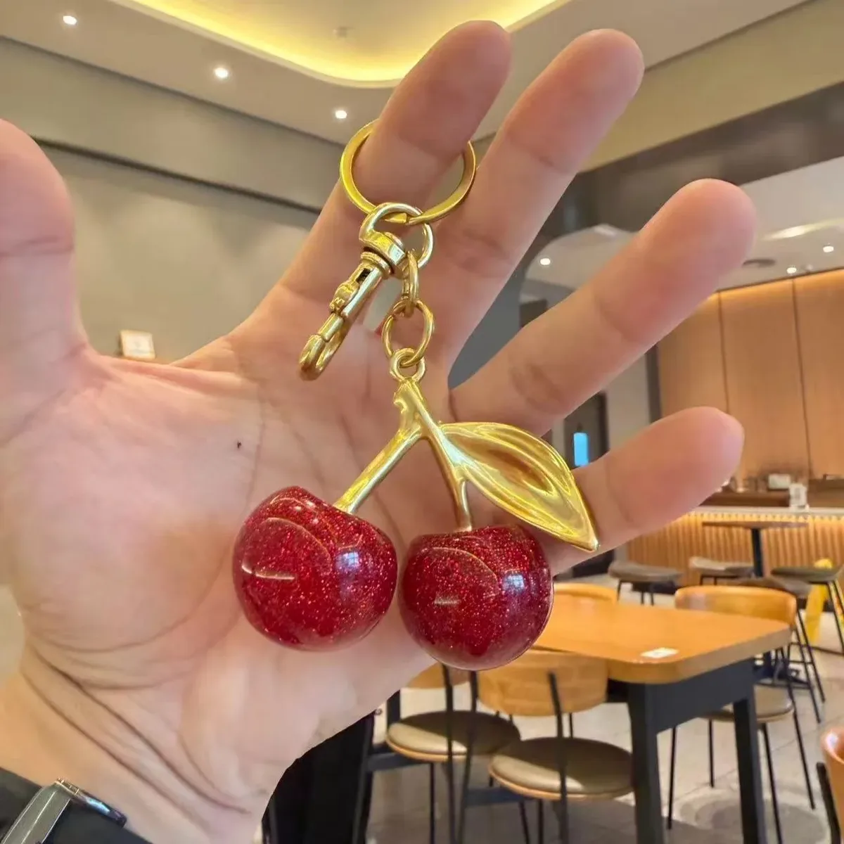 porte-clés cerise rouge, pendentif de sac, rallonge de bandoulière, chaîne d'extension de sac, accessoire de sac bandoulière, chaîne pour sac à écouteurs