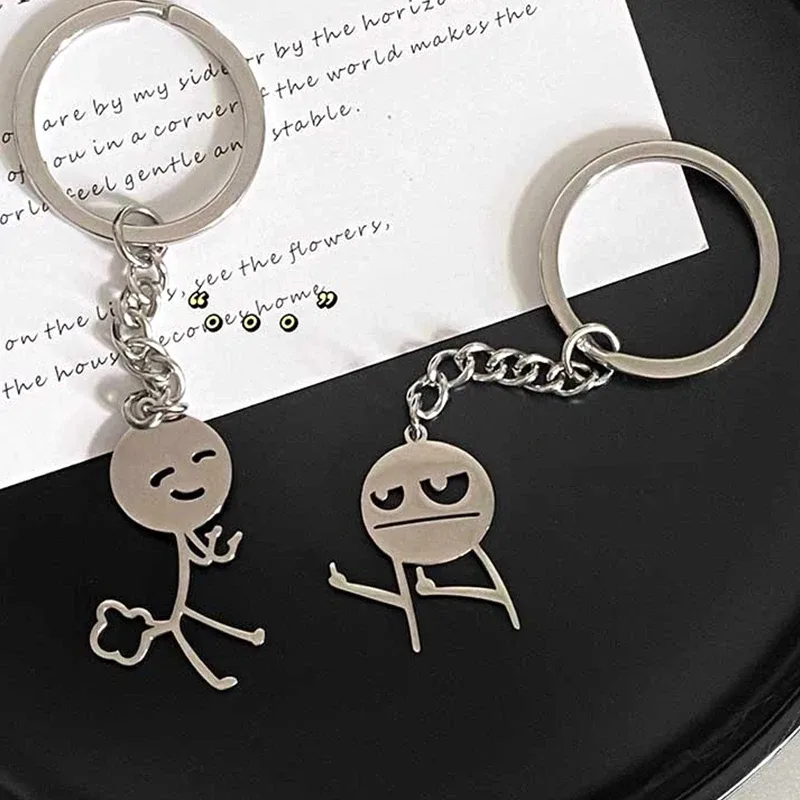 porte-clés de dessin animé stick figure, décor pour sac à dos et voiture, idée cadeau de noël intéressante