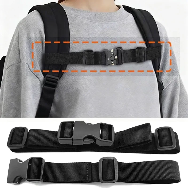 sangle de poitrine en nylon noir pour sac à dos, harnais réglable pour sac, accessoires de sangles pour sacs tactiques de camping en plein air