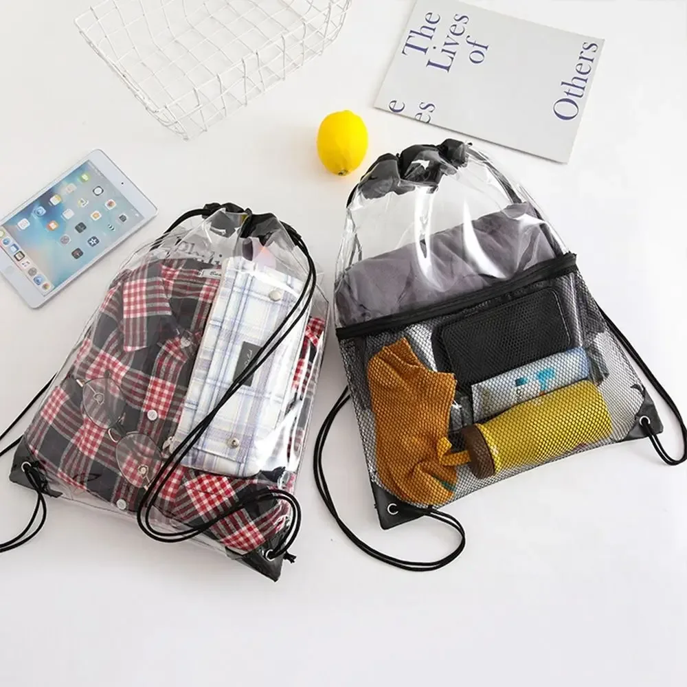 sac à dos pliable à cordon de serrage de grande capacité, sac transparent en pvc étanche, sac de montagne, sac de rangement de voyage, sac de gelée