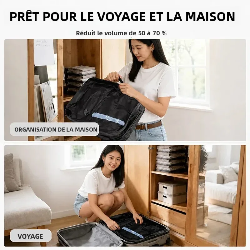 41l sacs compression vide pompe electrique ip67 etanche gain place, voyage bagage organisateur noir rangement grande capacite fanan valve portatif durable compact leger pliable maison camping accessoires