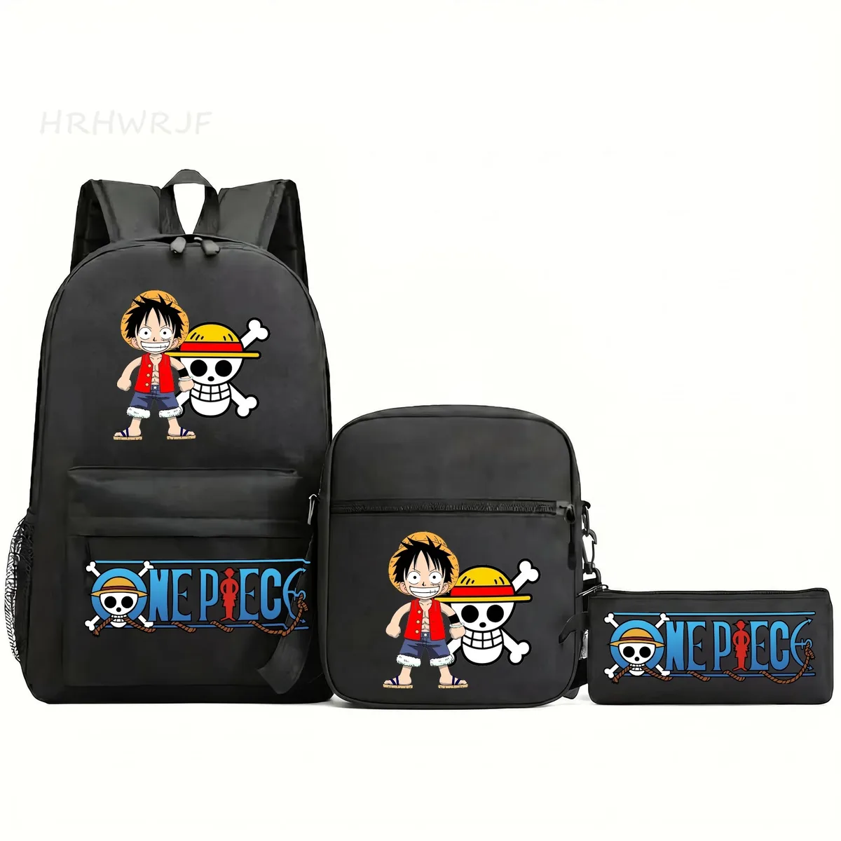 sac à dos one picec monkey d luffy, 3 pièces, sacs d'école pour garçons, sac à dos léger pour ordinateur portable, capacité pour étudiants, mochilas de voyage