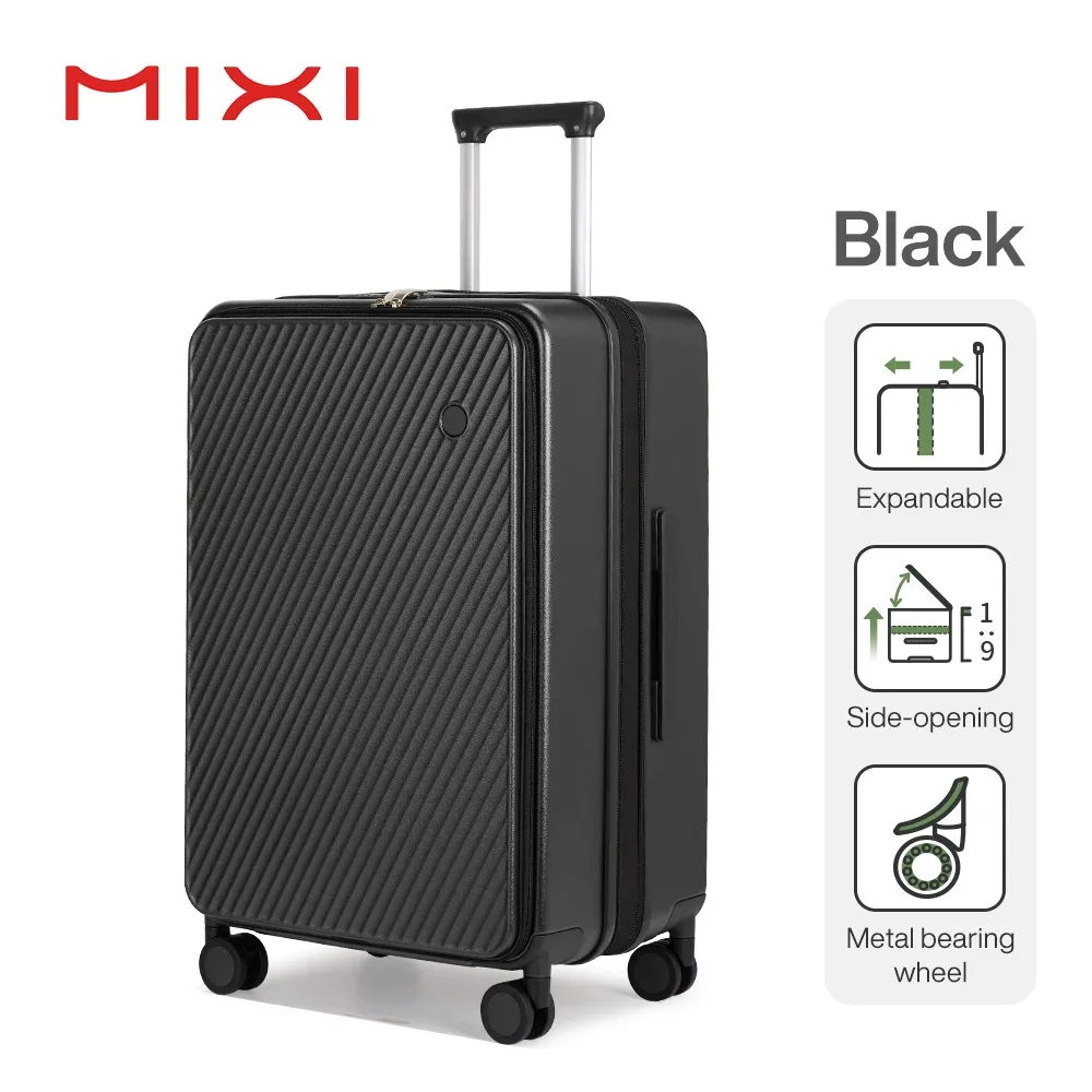 mixi extensible bagage à main pc valise à coque rigide ouverture supérieure valises de voyage roulantes avec roues spinner serrure tsa m9296