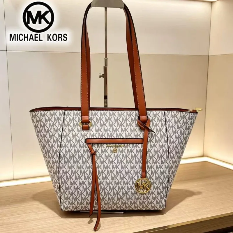 sac à main décontracté pour femme michael kors, sac à bandoulière, sac fourre-tout classique mk à motif floral, grande capacité, sac de voyage