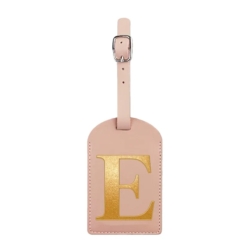 étiquette de bagage personnalisée avec nom, rose, avec motif de carte d'embarquement et initiales pour une identification facile