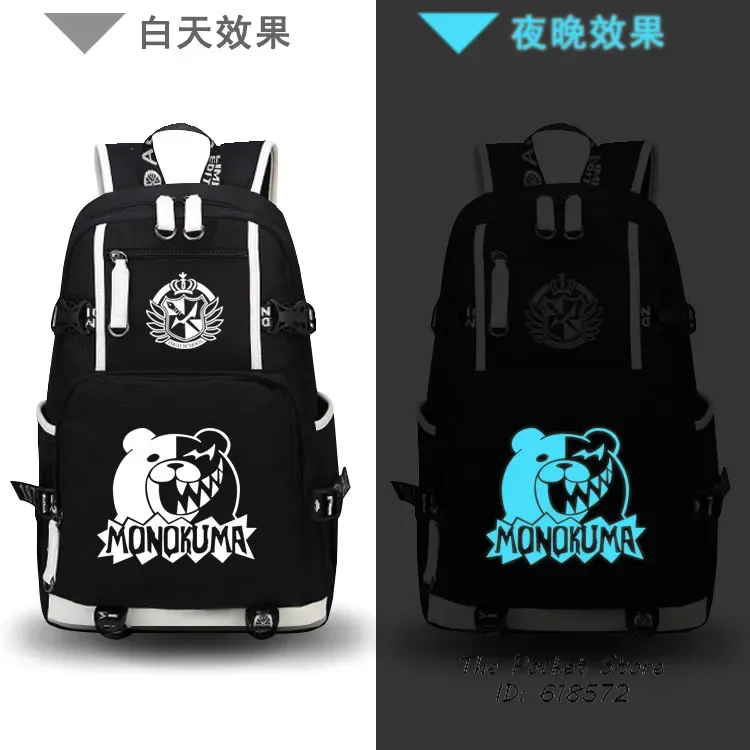 danganronpa – sac à dos en toile pour femmes, grand sac de voyage pour ordinateur portable, dessin animé