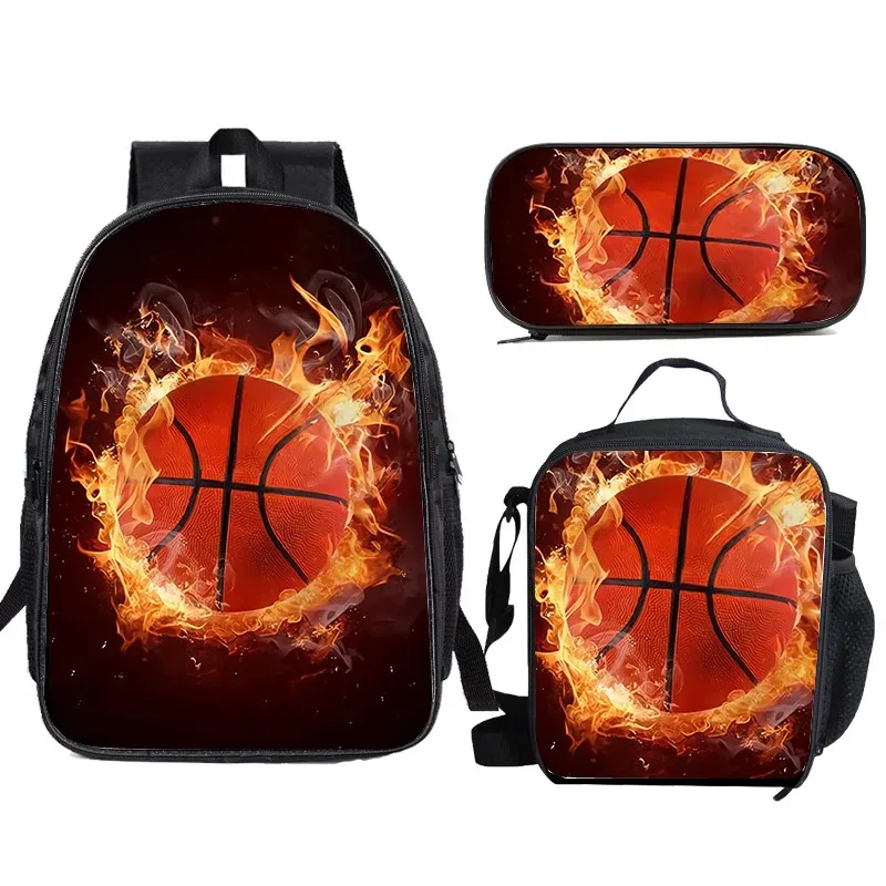 sac à dos de basket-ball simple de grande capacité pour élèves du primaire, sac à déjeuner de qualité 1-3, trousse à crayons, sac à dos pour enfants