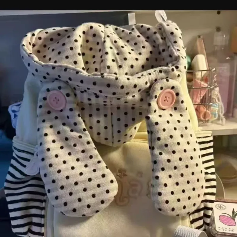 sac à dos léger de grande capacité, portable, à pois, style coréen, mignon, pour adolescentes, pour étudiantes, blanc cassé