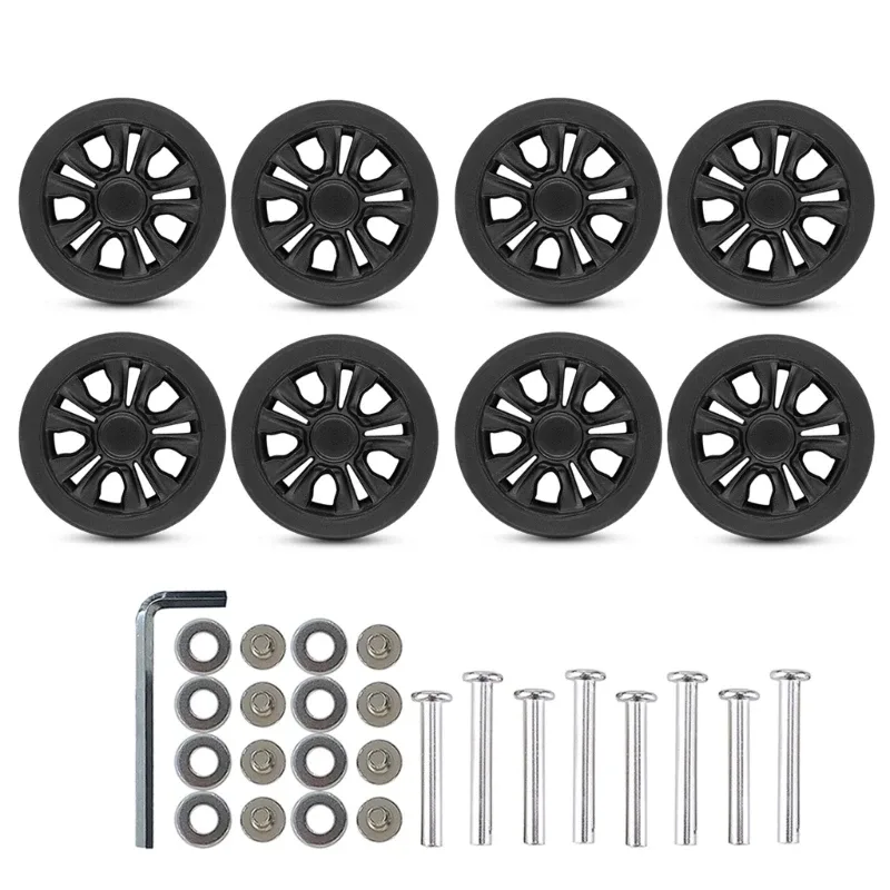 Lot 8 roues remplacement pour valise roulettes en plastique 55x11mm