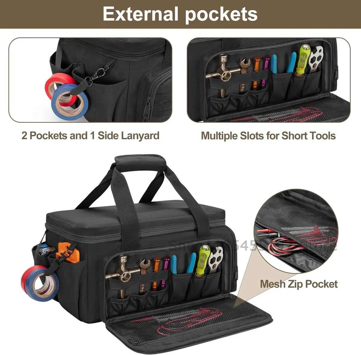 organisateur d'outils multifonctionnel, sac à outils tactique robuste, base antidérapante pour les ingénieurs, les charpentiers, sac de rangement portable durable