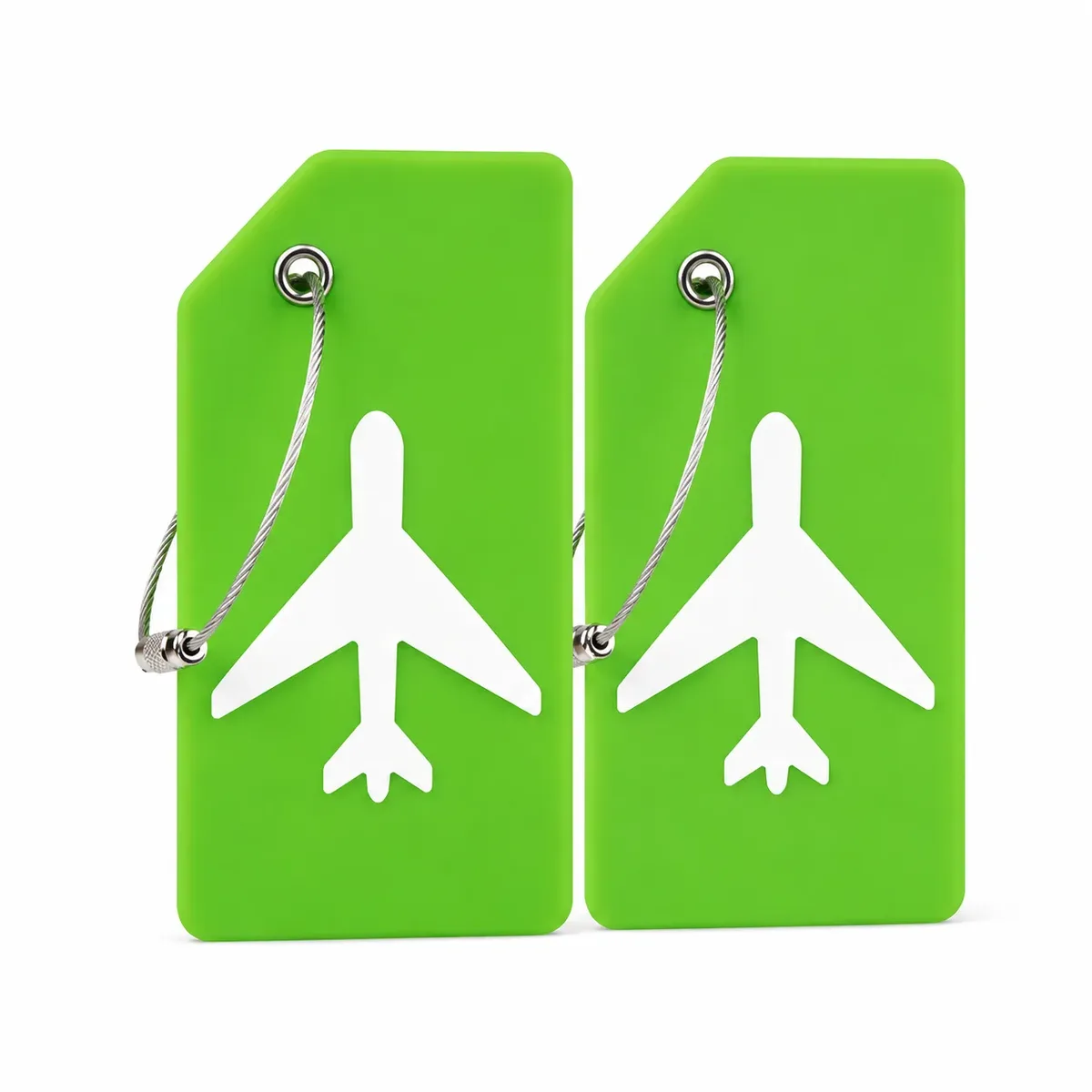 2/5 étiquettes de bagage en silicone, motif avion, identificateur de valise, couleurs vives avec boucle en fil d'acier, porte-nom, usage quotidien