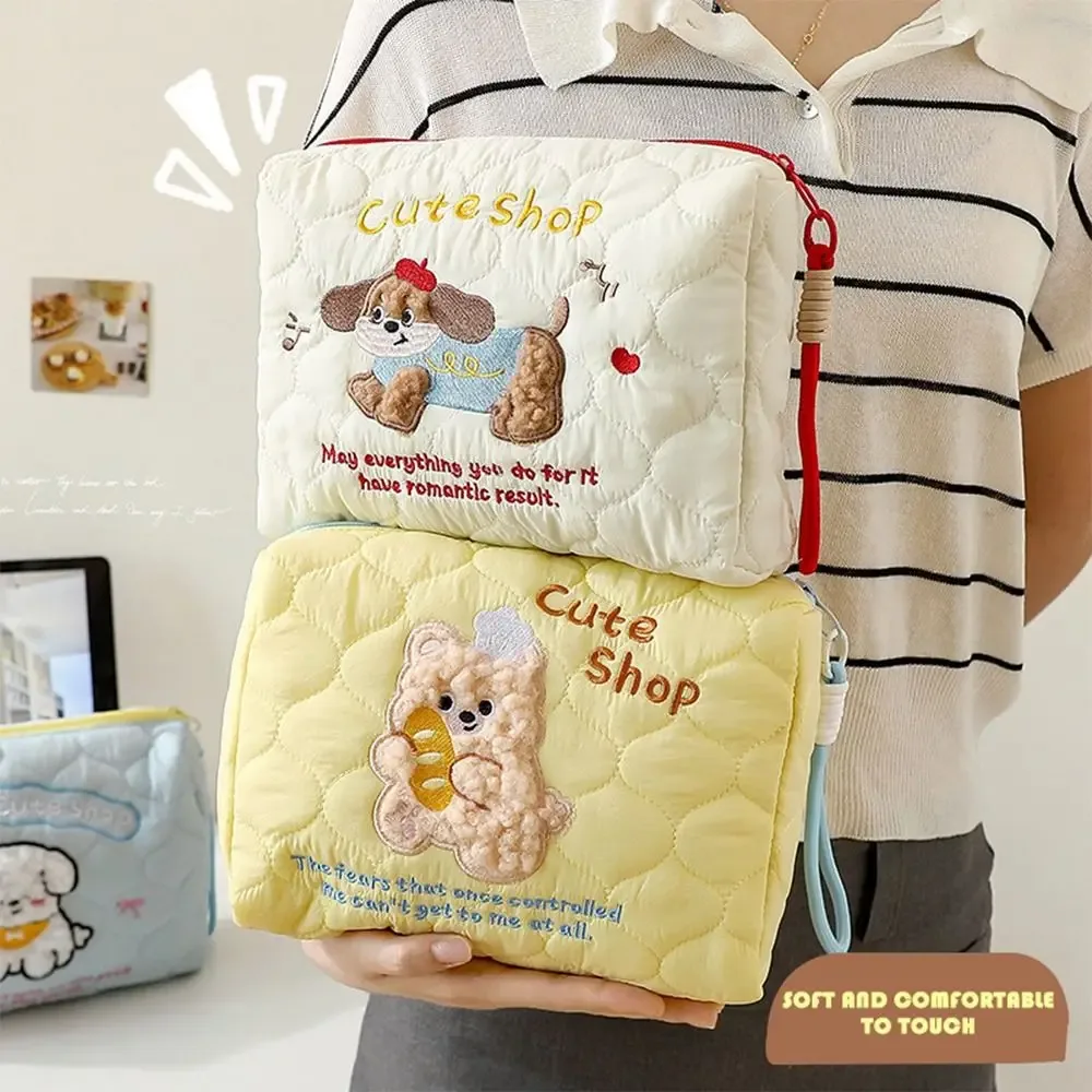 nouveau sac de maquillage de grande capacité, sac de rangement portable pour chien de dessin animé mignon, sac à cosmétiques multifonctionnel, pochette de rangement de voyage pour femmes