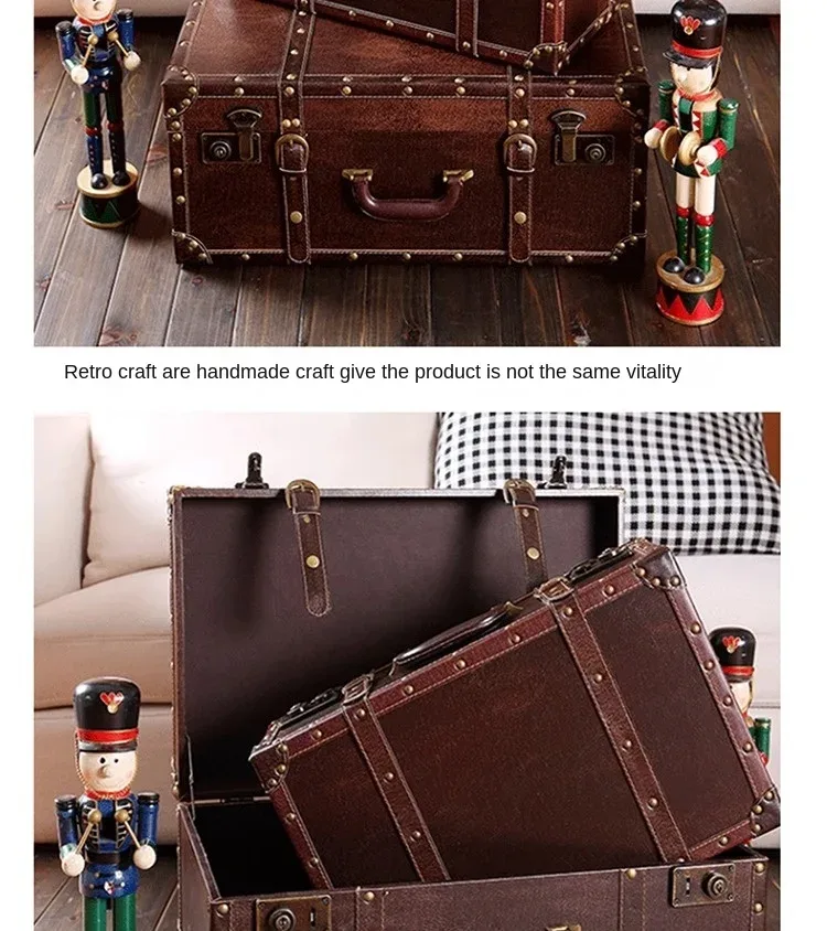 valise vintage en cuir antique nostalgique, petit système de pad, accessoires de photographie portables, sac à main de style européen