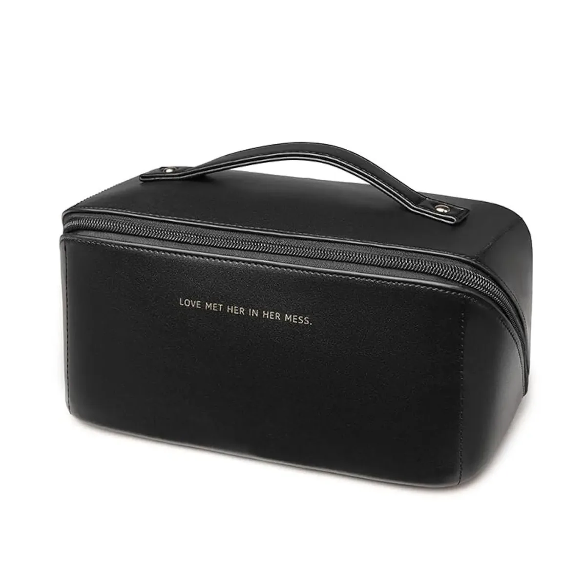 trousse de maquillage de voyage, sacs de rangement de cosmétiques de grande capacité pour femmes, trousses de toilette imperméables en cuir pu, maquillage plat à large ouverture