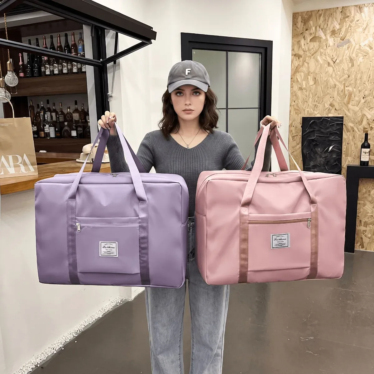 Sac de voyage, sac de transport personnel pour avion, sac de week-end pliable, sac de rangement robuste pour déménagement et couettes, pour vêtements