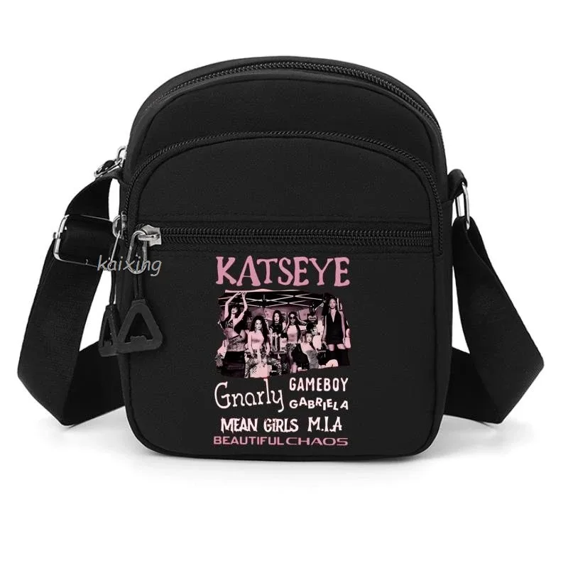 nouveau sac à bandoulière katseye à imprimé amusant pour hommes et femmes, pochette à bandoulière imprimée, grande capacité, pochette de rangement élégante, meilleurs cadeaux