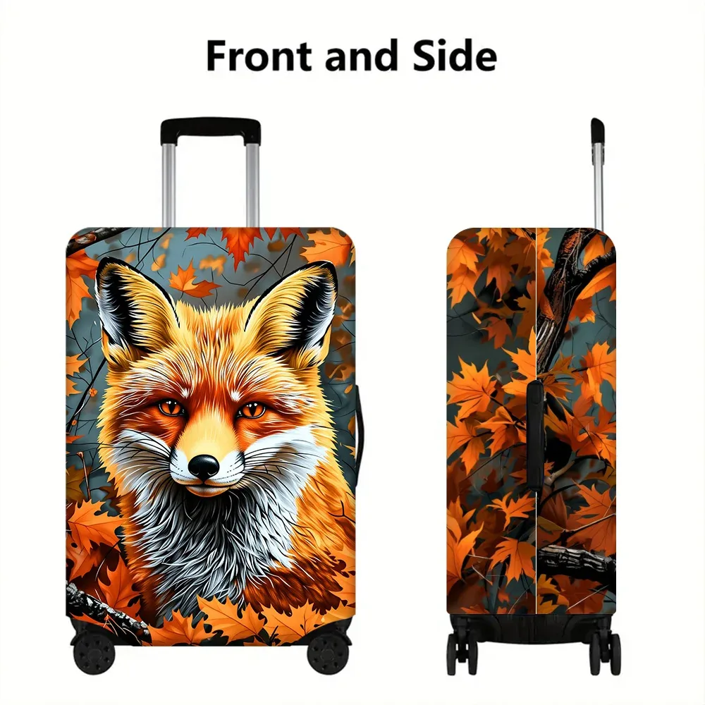 1 housse de bagage à imprimé renard et feuilles d'automne. convient aux valises de 18 à 32 pouces ; protège efficacement vos bagages