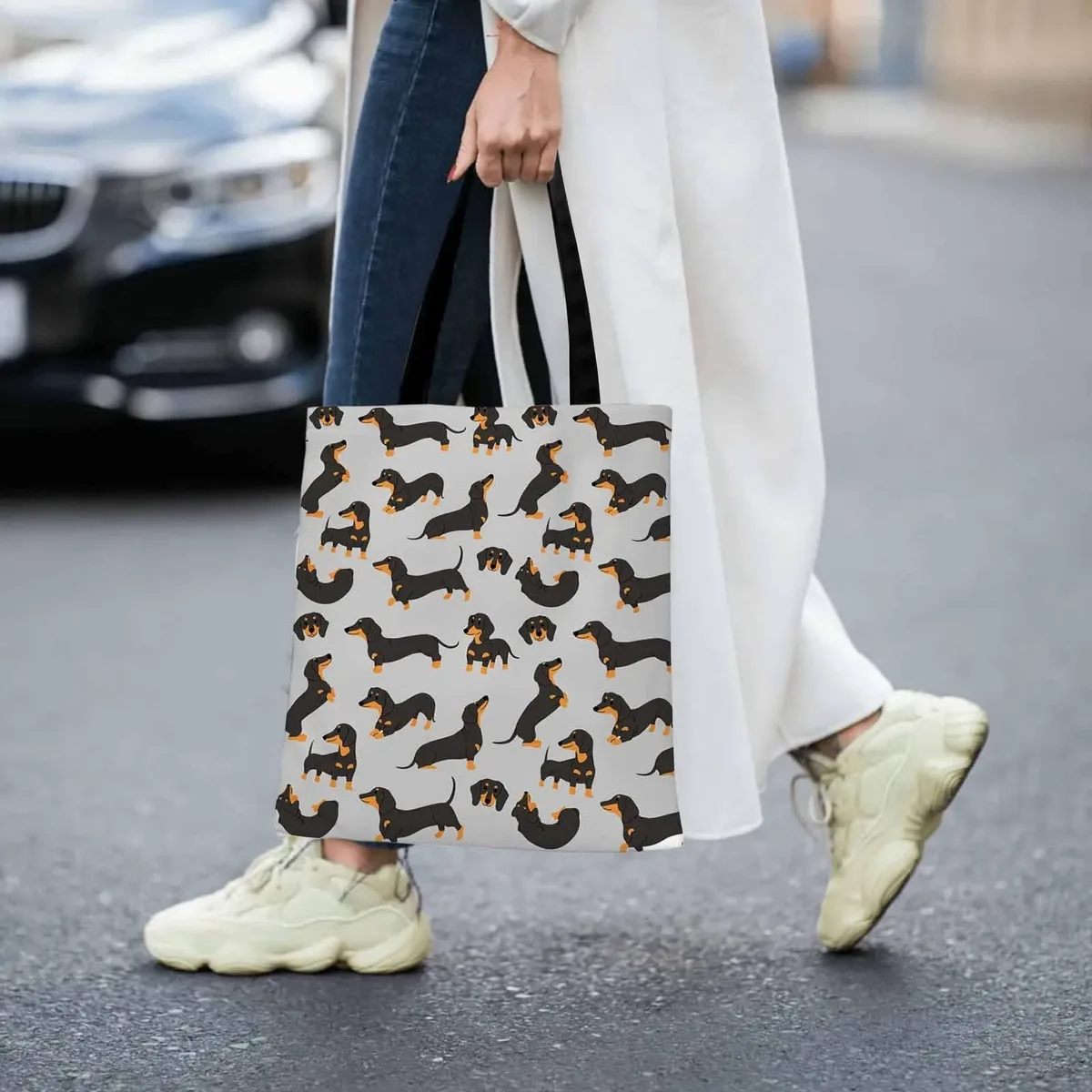 sac fourre-tout spacieux pour femmes, polyvalent pour le travail, motif teckel, pour les courses et les sorties décontractées du week-end, sac à bandoulière