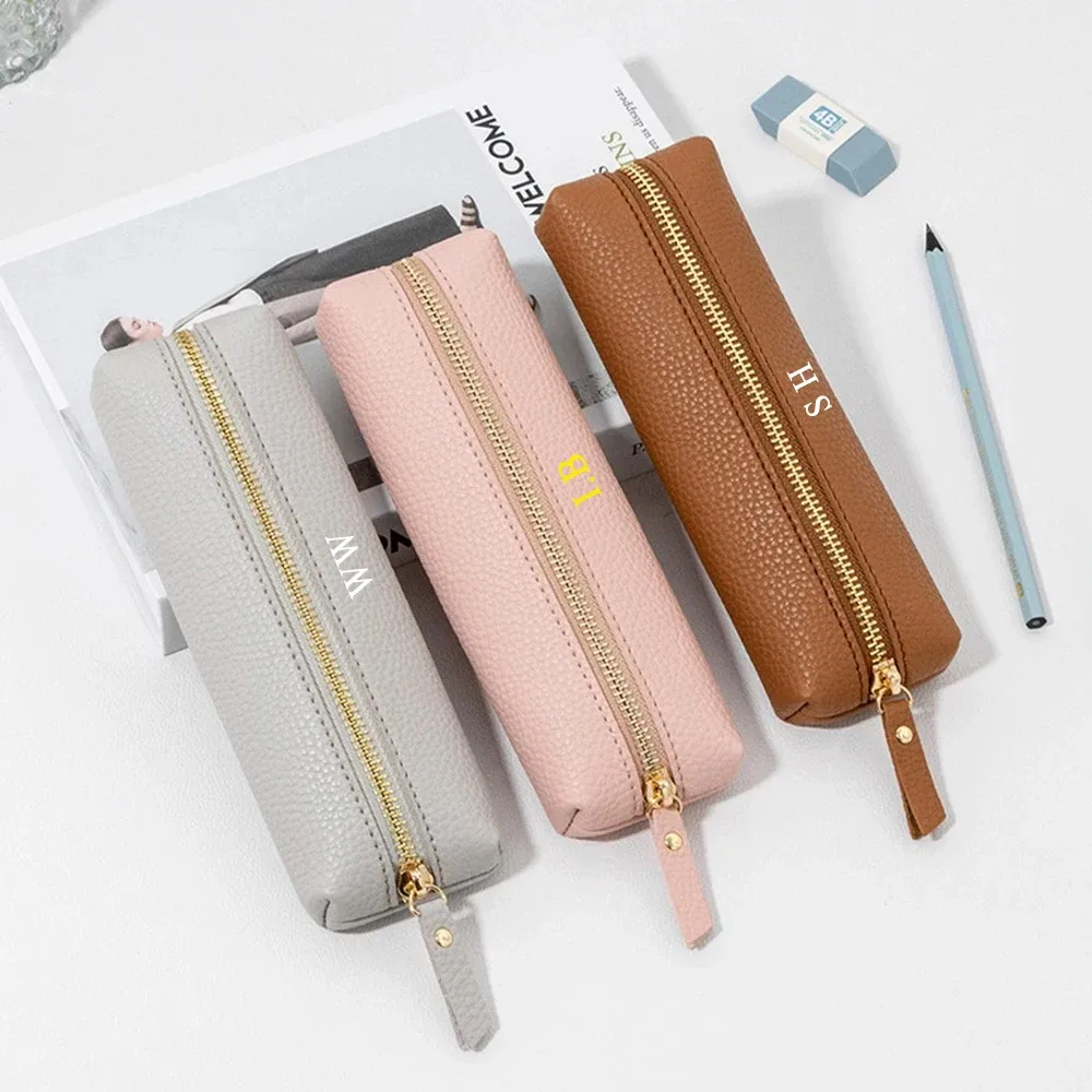 pochette à maquillage en cuir personnalisée, étui à crayons portable et souple, sac cosmétique multifonctionnel pour le rangement et les voyages, pour un usage quotidien