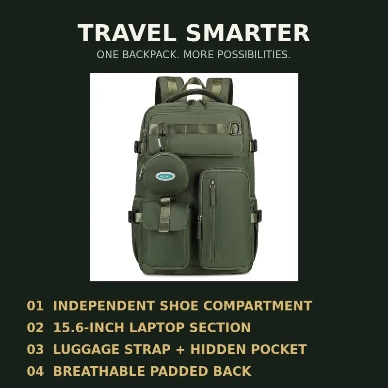 sac à dos de voyage unisexe grande capacité, sac à dos pour ordinateur portable avec compartiment séparé pour chaussures, sac d'école, sac à dos décontracté pour la journée
