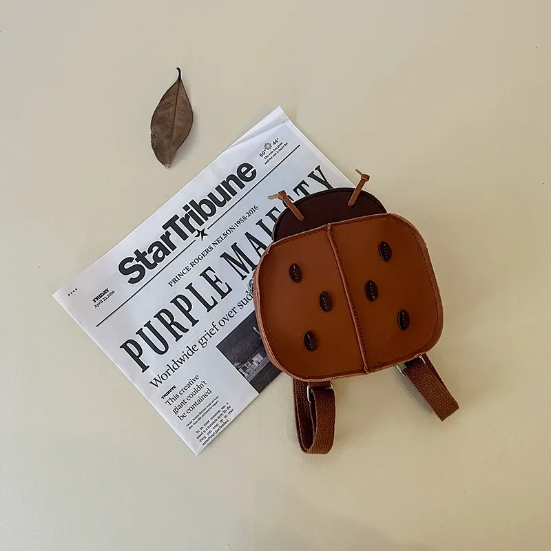 nouveau coréen rétro coccinelle mini cartables dessin animé enfants garçons filles maternelle bébé pu marron sac à dos enfant et mignon