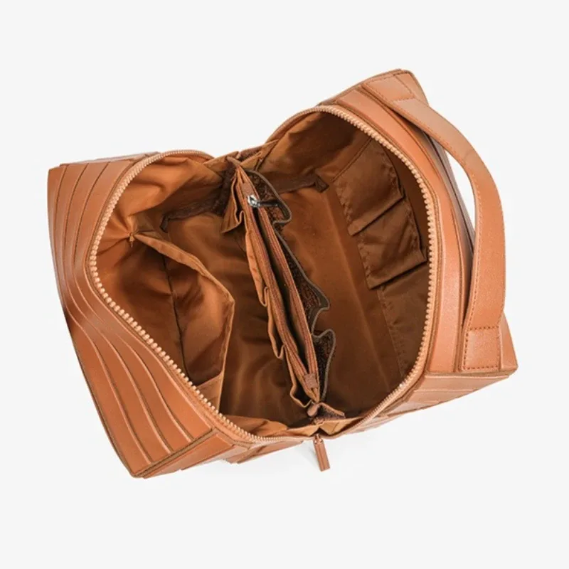 sac de rangement en pvc rayé grande capacité, trousse de toilette de voyage, organiseur de cosmétiques, pochette de maquillage portable pour femmes, sac à main de salle de bain