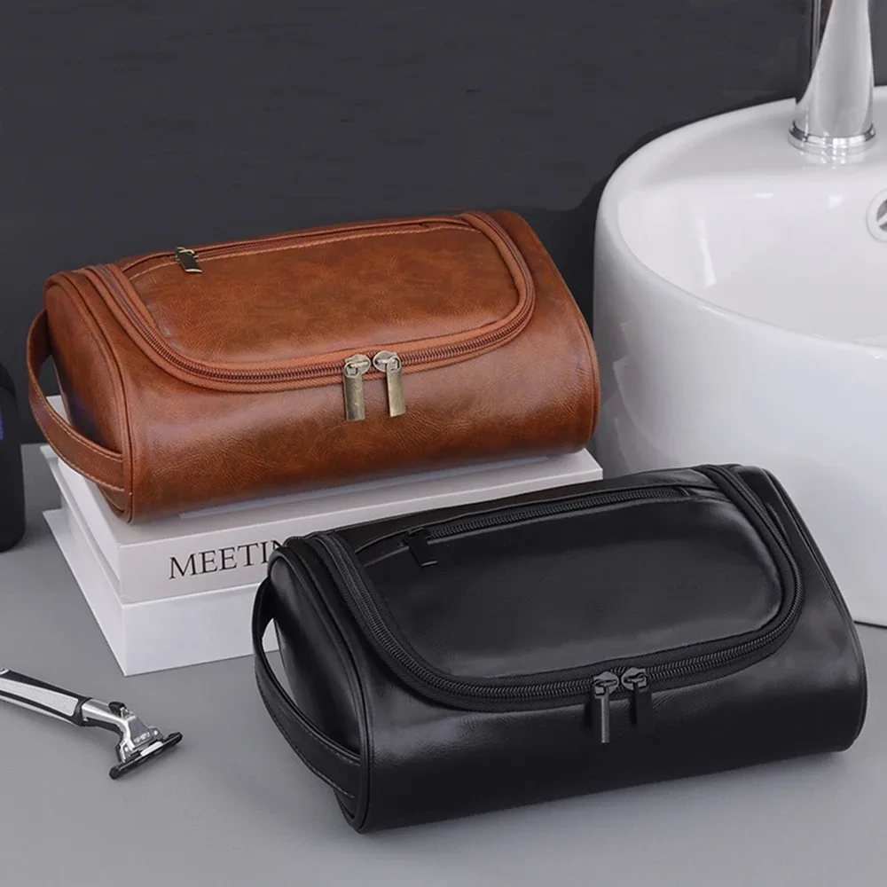 1pc grande capacité voyage d'affaires pu sac de maquillage petite entreprise banlieue hommes trousse de toilet