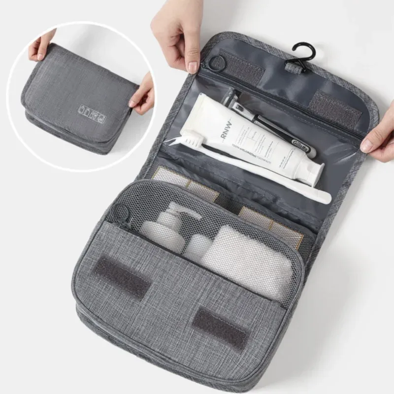 trousse de toilette de voyage pour femmes, organisateur suspendu portable pour shampoing, revitalisant, ensemble de pinceaux, accessoires de maquillage