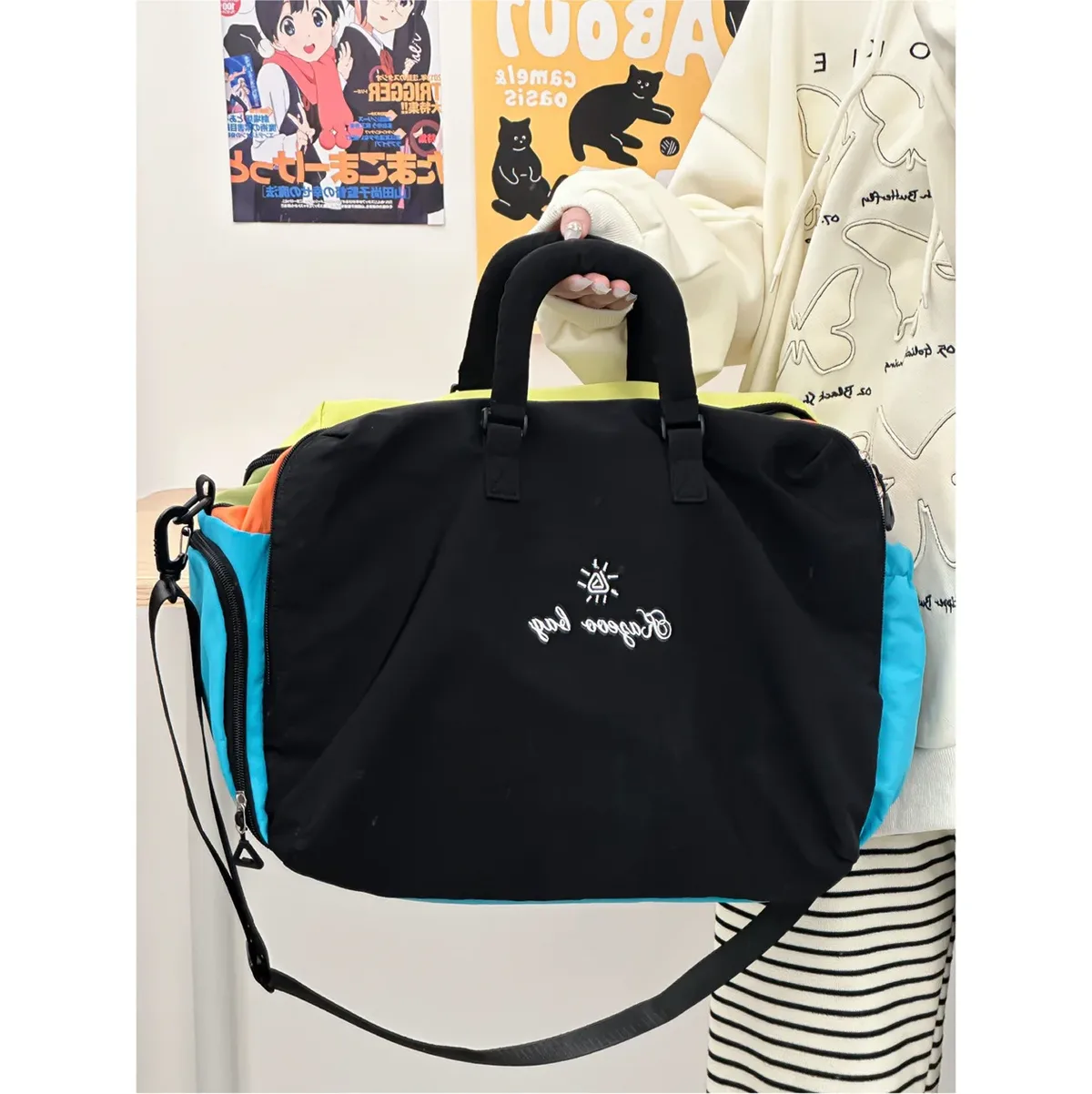 sac de voyage tendance multicolore pour courts séjours, sac de sport léger à main, sac de voyage pour l'hébergement et les loisirs