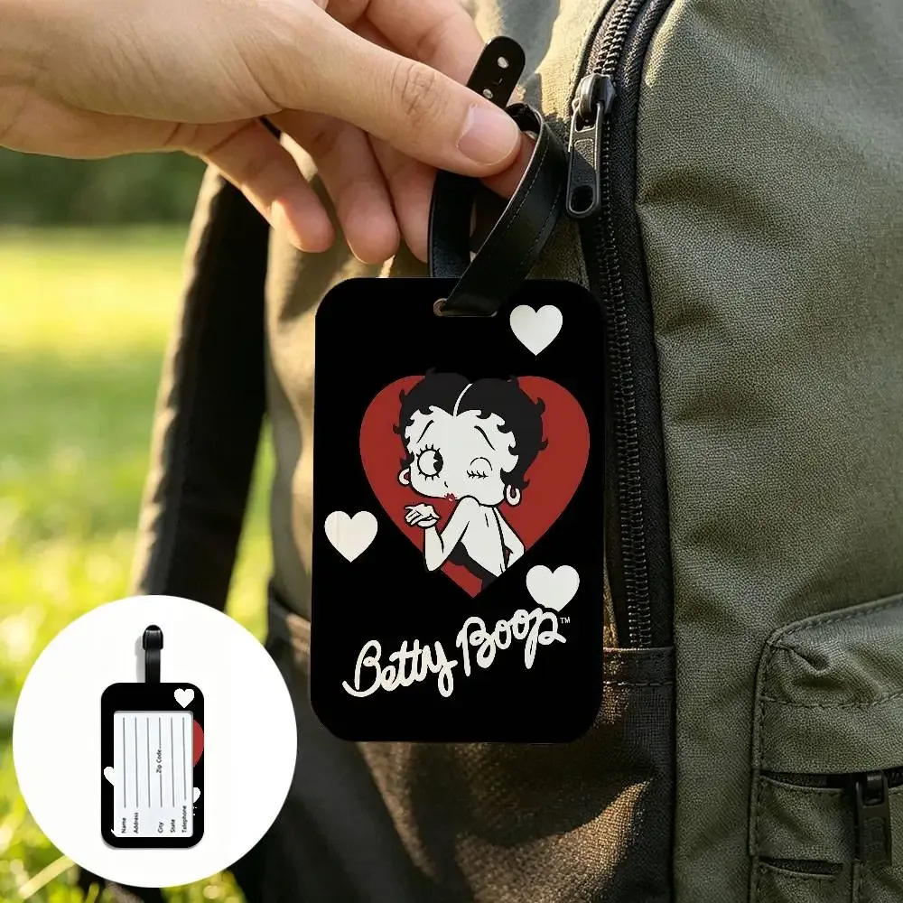 étiquette de bagage anti-perte anime b-bettys sexy boop, porte-carte d'identité en pvc, étiquette de nom pour bagages pour voyage en plein air