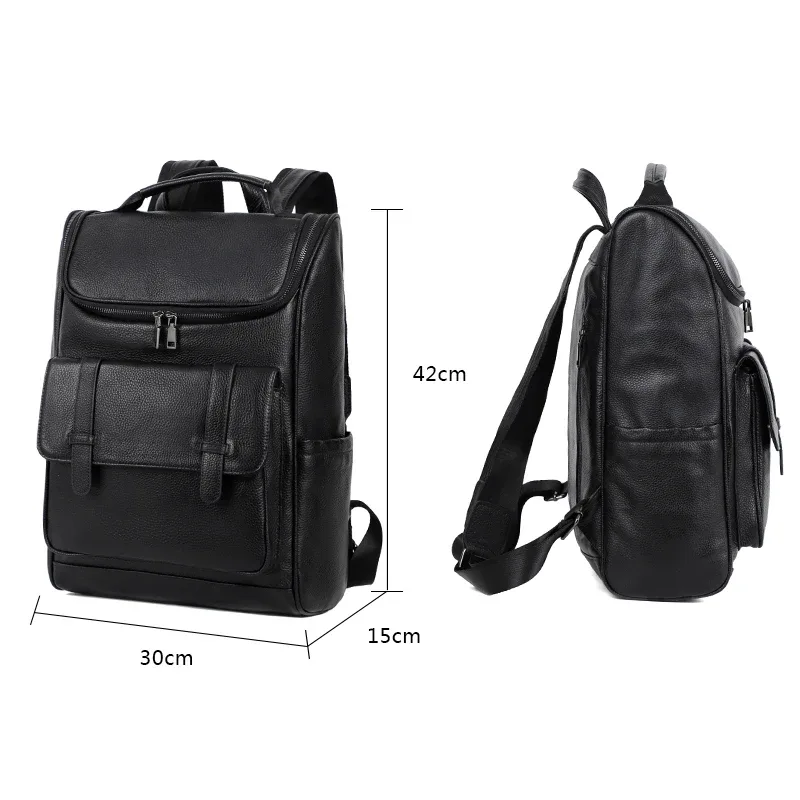 sac à dos en cuir véritable pour hommes, cartable de grande capacité pour garçons, sac pour ordinateur portable, sacs à dos de voyage en peau de vache, cartable étudiant, 100%