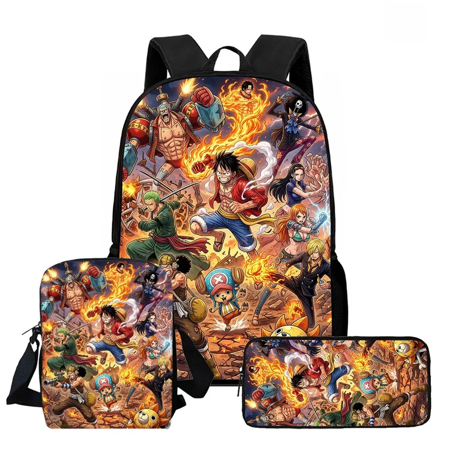 ensemble de 3 sacs à dos scolaires légers one piece avec sac bandoulière et trousse à crayons, sac à dos unisexe pour garçons et filles de 6 à 10 ans