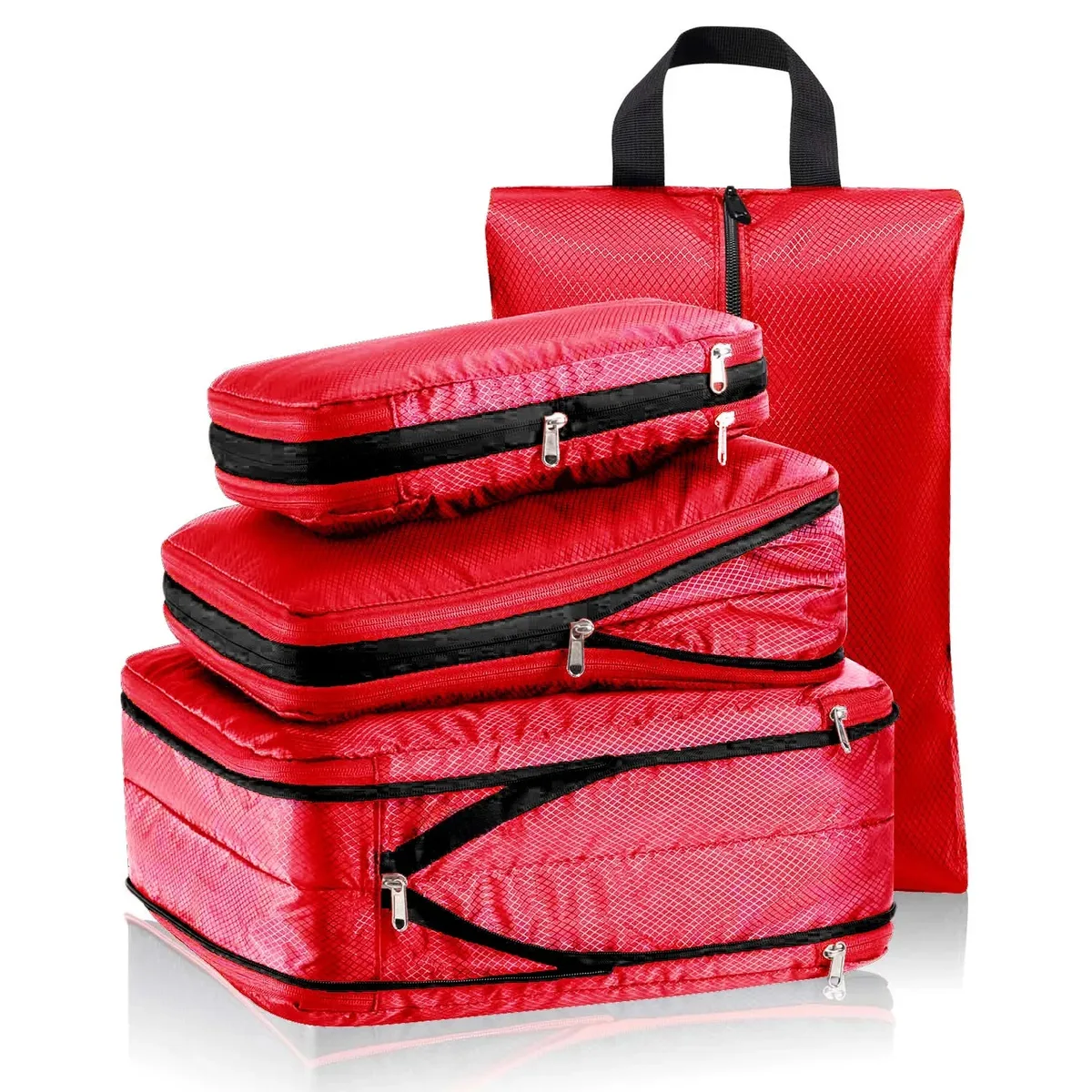 ensemble de sacs de rangement de voyage à double compression avec sac à chaussures, organisateur de bagages, accessoires de voyage, pochette de rangement compacte