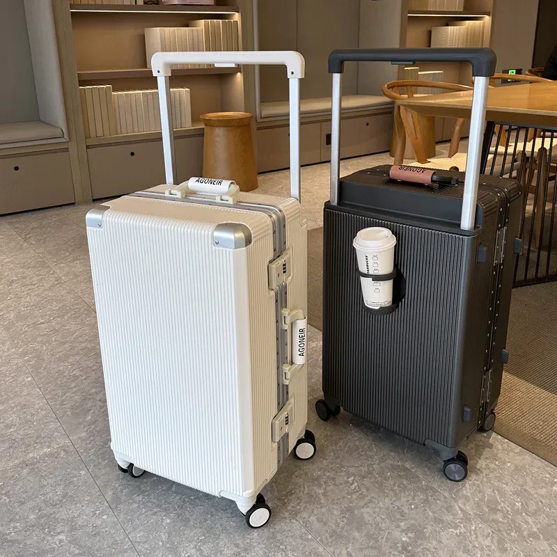 Valise à cadre en aluminium de 20 pouces, valise de voyage à roulettes universelles de 26 pouces, valise à serrure de 24 pouces pour étudiants (hommes et femmes)