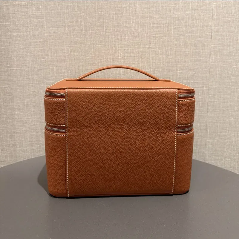 trousse de maquillage grande capacité en cuir de vachette première couche, sac de maquillage multifonctionnel, sac à bijoux de voyage, sac de rangement