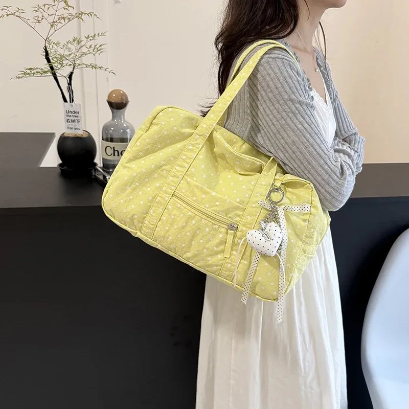 sac fourre-tout à pois pour femme, grande capacité, léger, sac de voyage décontracté, pochette à main, sac à main pour les sorties, le shopping et les voyages