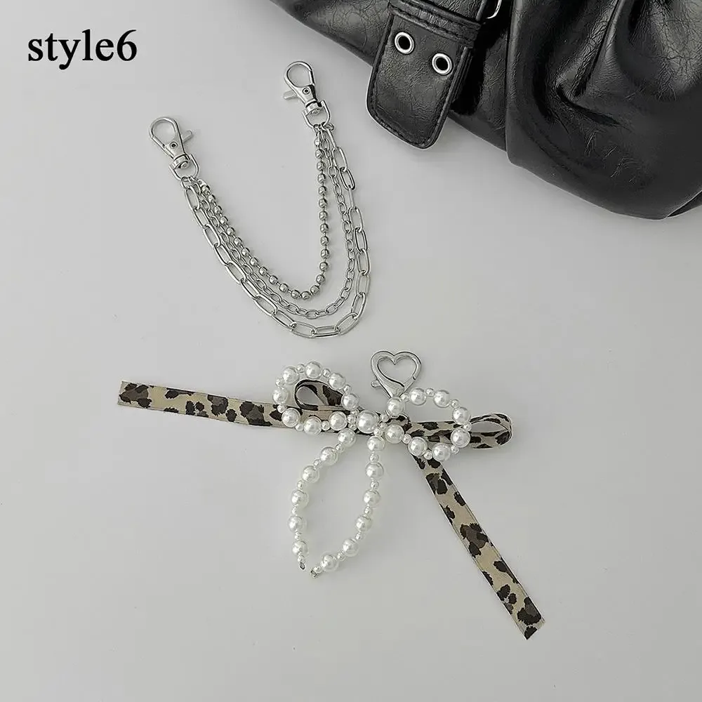 y2k – sangle de chaîne étoile en métal pour sacs, chaîne multicouche pour sac à main, poignées de bricolage, pendentif nœud papillon en perles, accessoire de chaîne de sac à bandoulière