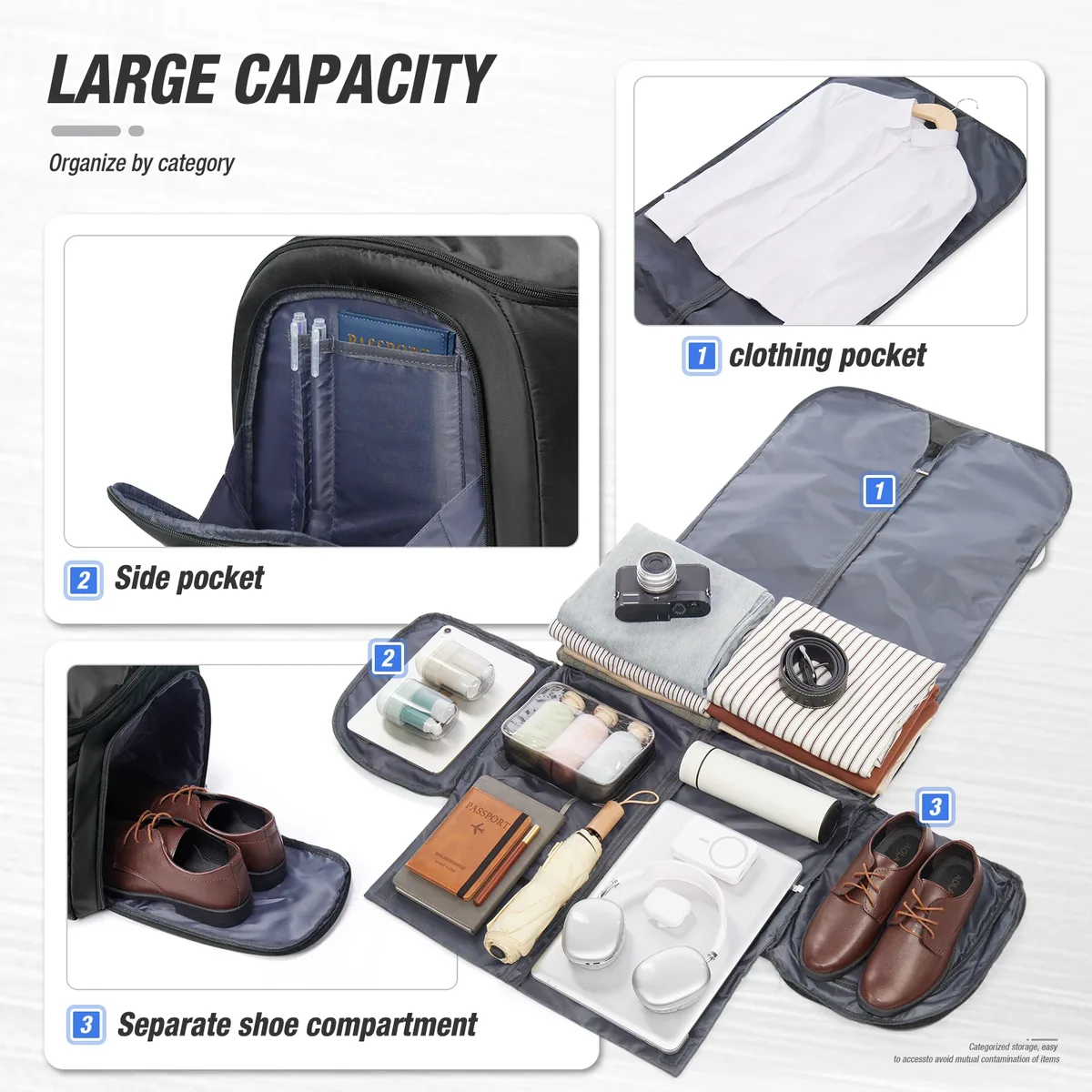 sac de voyage pour homme, sac de transport convertible pour vêtements, sac de week-end, valise suspendue, sac de voyage d'affaires, sac à vêtements