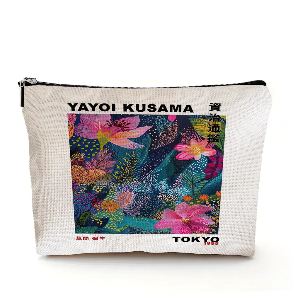 yayoi kusama dame sac à main de mariage sacs de maquillage art japonais fille sac cosmétique double impression femmes organisateur de voyage portefeuille enfant