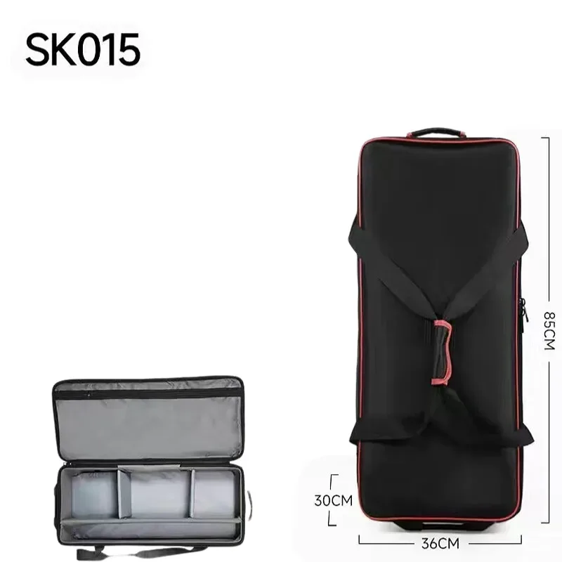 kit d'éclairage flash de studio professionnel, valise à roulettes, équipement photographique de grande/moyenne/petite taille, sac de voyage avec roulettes