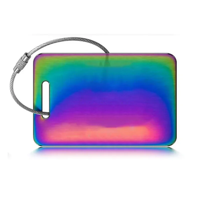 étiquette de bagage avec texte personnalisé, étiquette de valise personnalisée en acier inoxydable, accessoires de voyage anti-perte, étiquettes d'identification de gravure laser