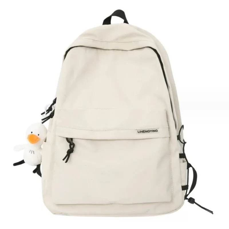 sac à dos minimaliste avec pendentif canard, poches multi-compartiments, idéal pour l'école quotidienne des étudiants, voyages décontractés pour hommes et femmes