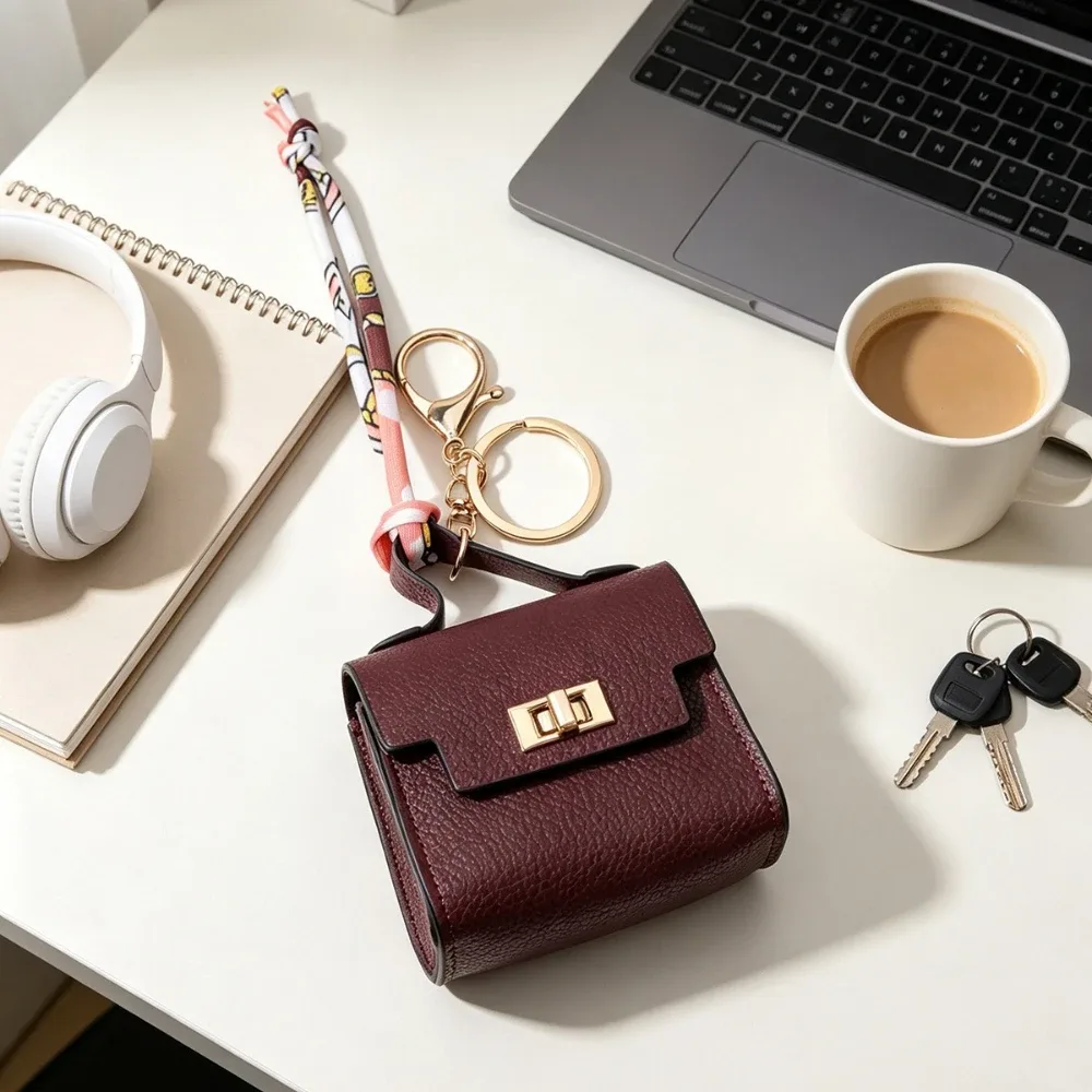mini sac à dos porte-clés en cuir pu, petit porte-monnaie, petit ornement suspendu pour sacs à dos et sacs à main