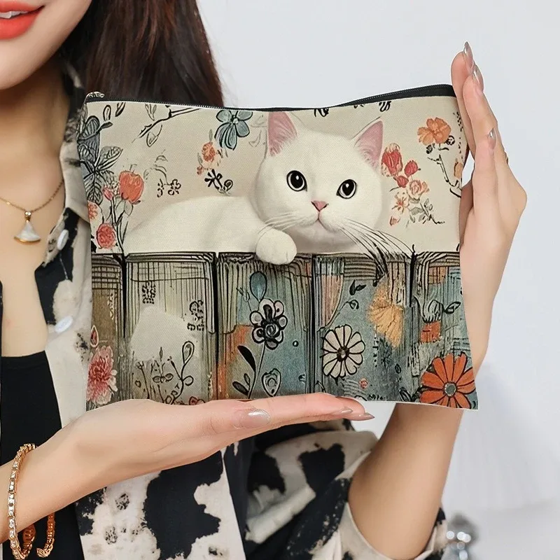 pochette à fermeture éclair à motif de chat noir, durable, sac à cosmétiques, cadeau pour les sœurs, les amis, les amoureux des chats | trousse de maquillage design et colorée