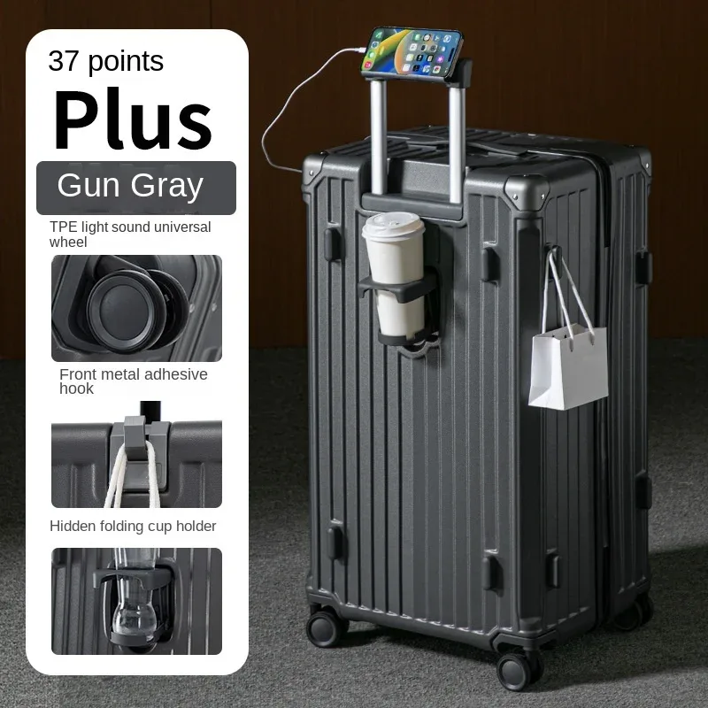 valise multifonctionnelle grande capacité 30 pouces, cadre en aluminium robuste et épaissi, valise de voyage à roulettes, bagage extra large