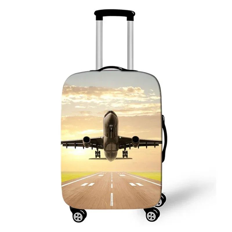 juste de valise de voyage 3d en tissu élastique, housse de protection pour bagages, housse épaisse pour valise à roulettes, accessoire de voyage, avion, 18-32 pouces